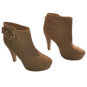 TOP FASHION WOMEN'S ANKLE BOOTS HEEL, PLATFORM AND ZIPPER COLOR BROWN SI…